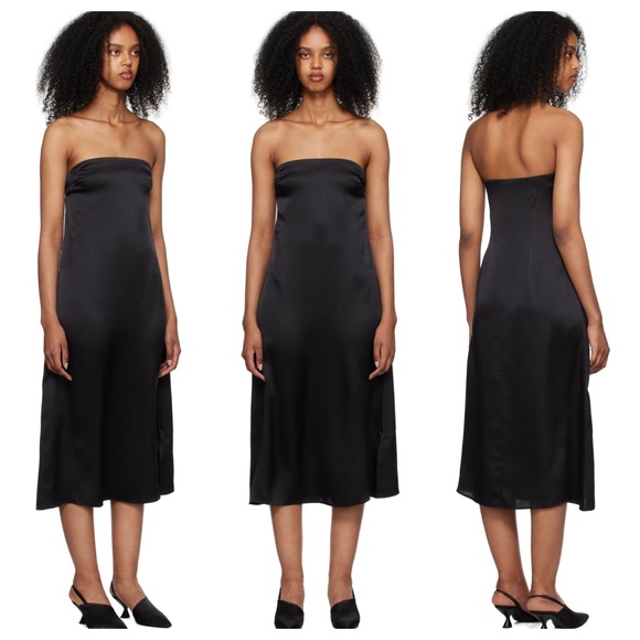 Anine bing black strapless silk midi dress FINAL PRICE NO OFFERS CONSIDERED - Picture 1 of 6